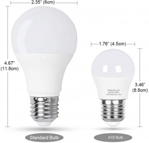 LED Refrigerator Light Bulb 40W Equivalent 120V A15 Fridge Waterproof Bulbs 5 W Daylight White 5000K E26 Medium Base