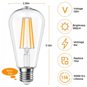 Vintage LED Edison Bulb ST58 Antique LED Filament Bulbs