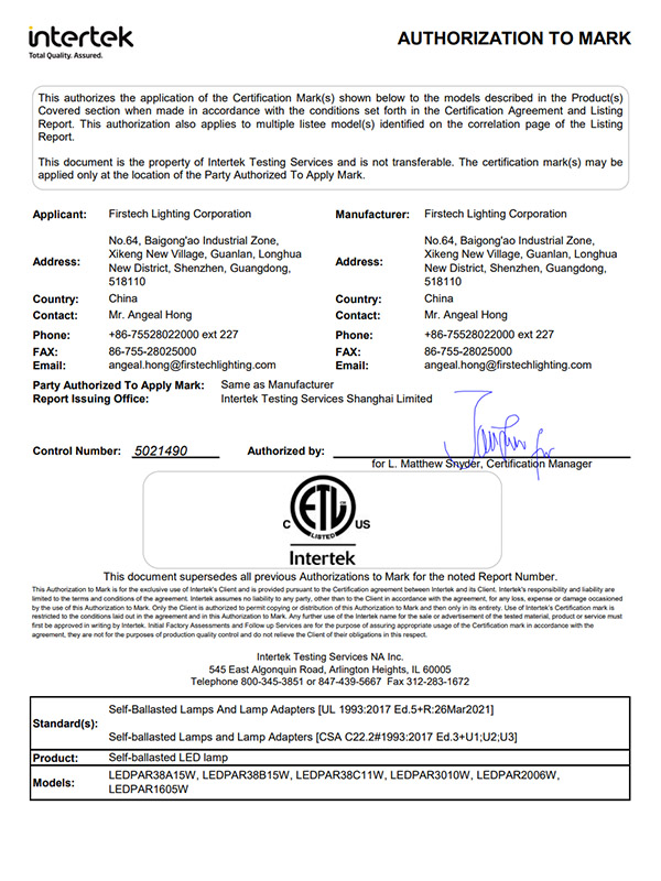 ETL Certification